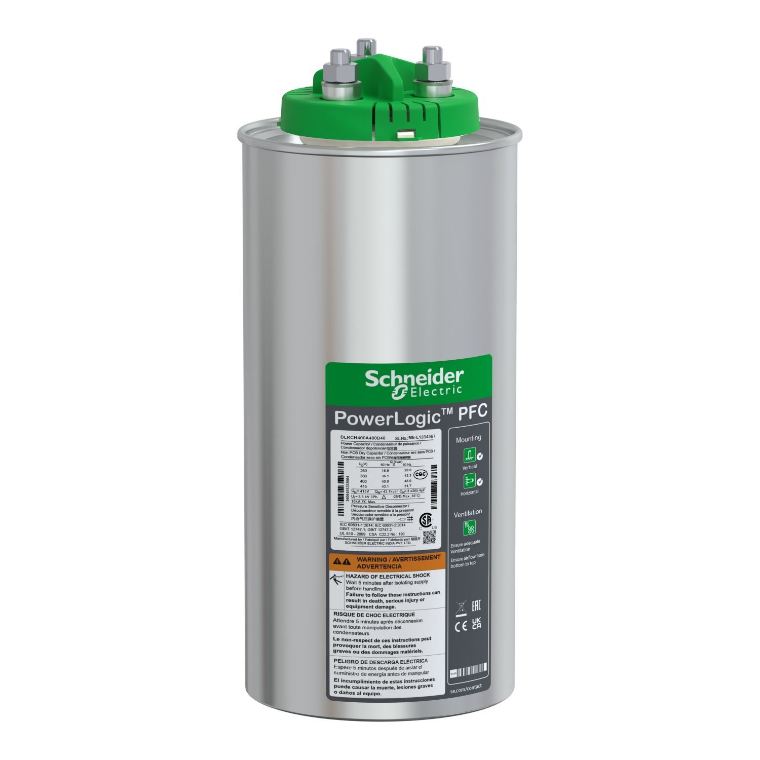 BLRCH500A000B40 | Schneider VarPlus Can HDuty Kondansatör - 50/0 kvar - 400 V - 50/60Hz