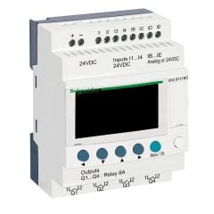 SR2B121BD | Schneider Zelio Logic 12 giriş/çıkış Akıllı Röle - 8 Dijital Giriş (4 Analoga Dönüştürülebilir ), 4 Röle Çıkışı - 24 VDC - Kompakt, Genişleyemez - SR2B121BD