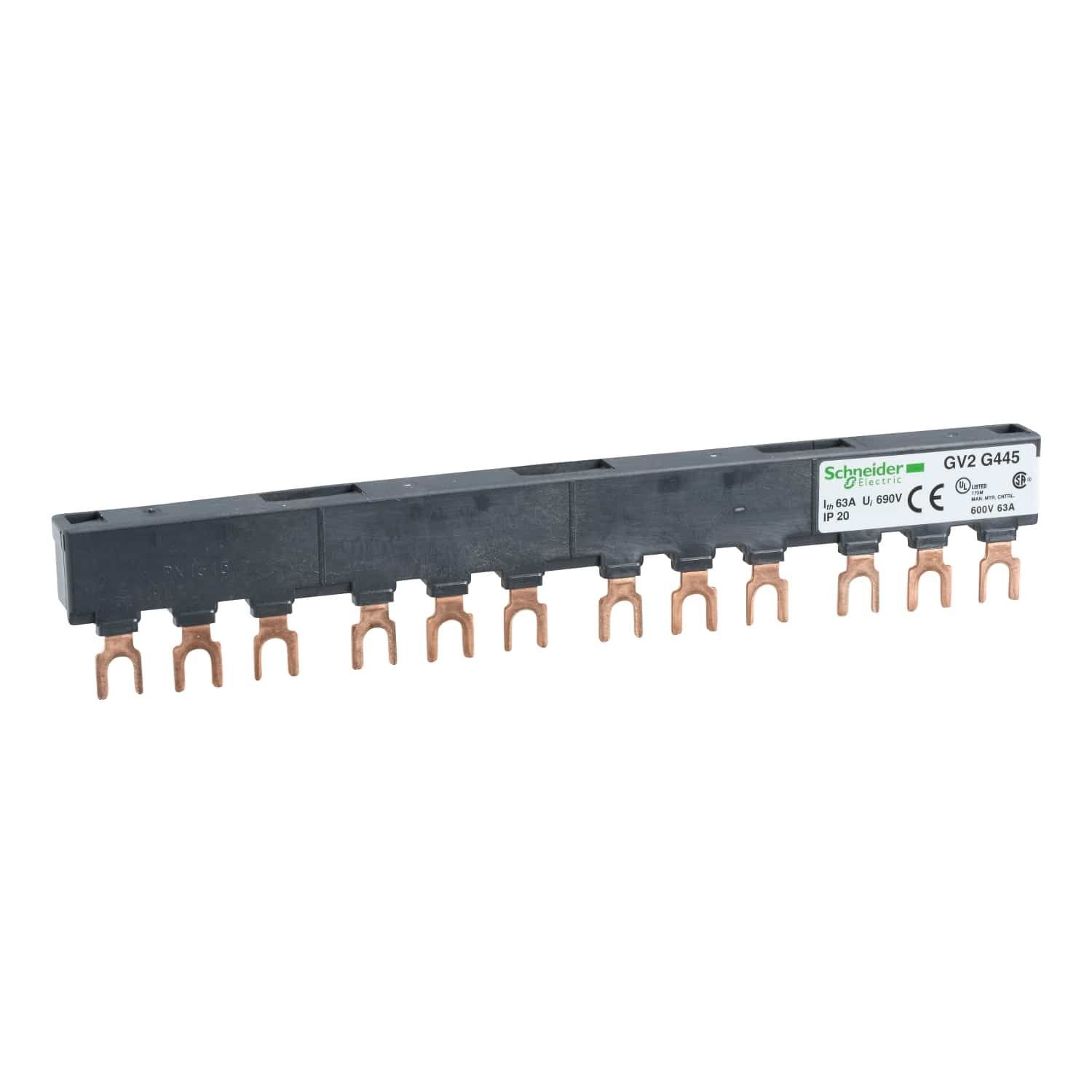 GV2G445 | Schneider 3 Kutup 63A 45mm Besleme Barası - 4 adet GV2 İçin Comb Busbar - Tarak Bara