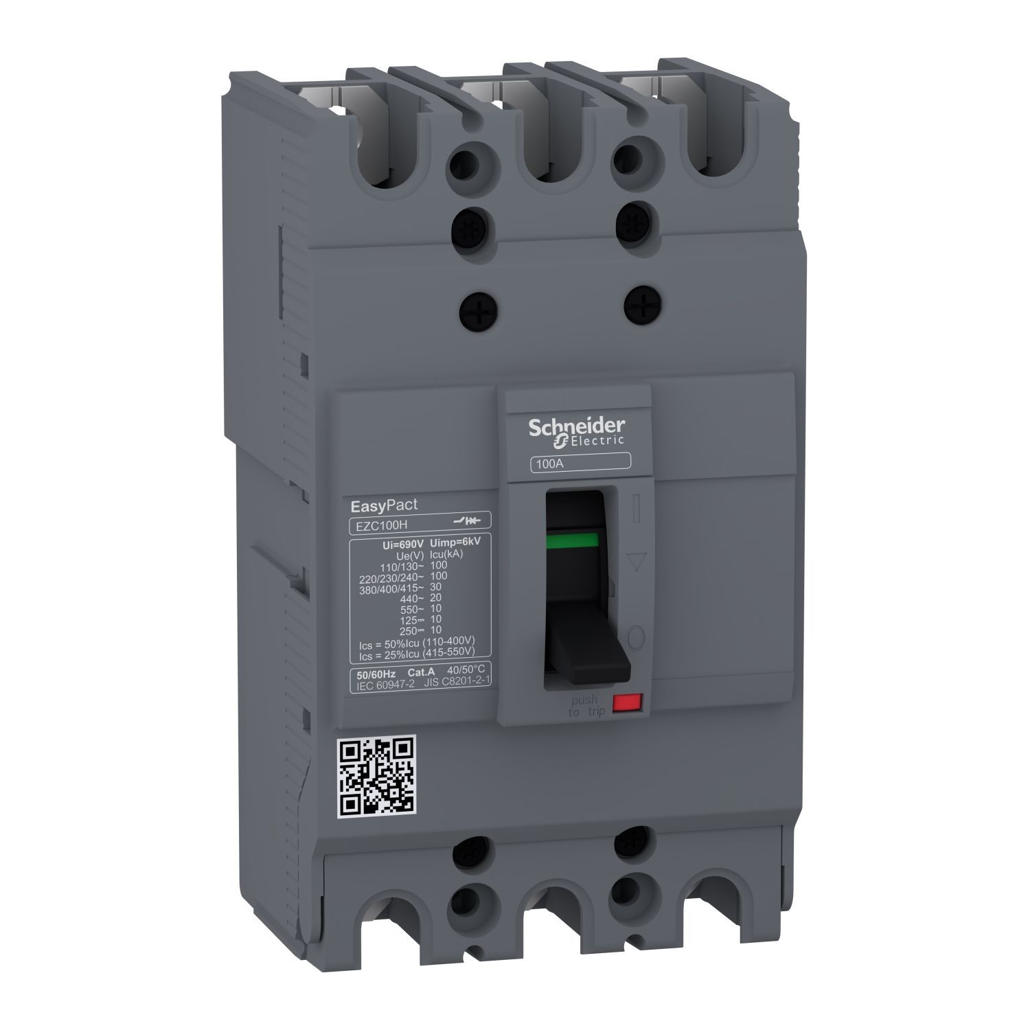 EZC100H3060 | Schneider Easy Serisi 3 Kutup 60A 30kA Sabit Tip Kompakt Şalter
