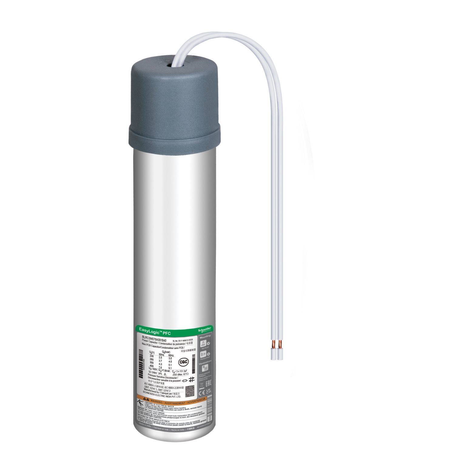 BLRCSM025A030B40 | Schneider VarplusCan SDuty Kapasitör 1 faz - 2,5kvar/3 kvar - 400 V - 50/60Hz
