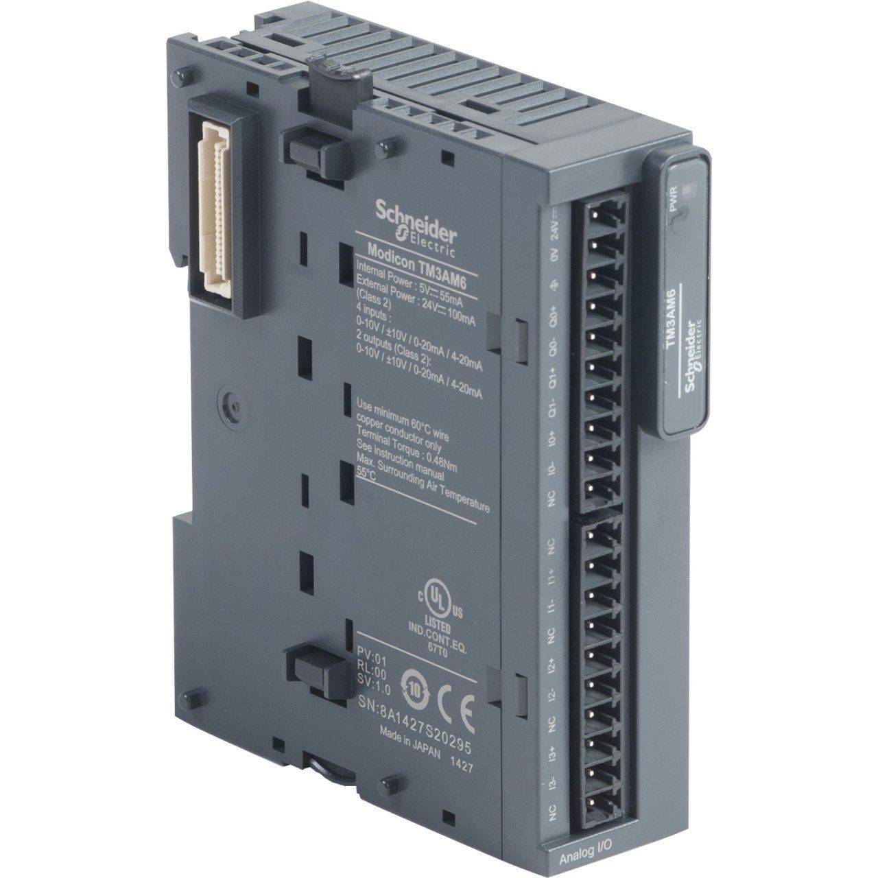 TM3AM6 | Schneider Modicon TM3 6 analog giriş/çıkış Genişleme Modülü - 4 Analog Giriş, 2 Analog Çıkış (4-20 mA, 0-20 mA, 0-10V) - TM3AM6
