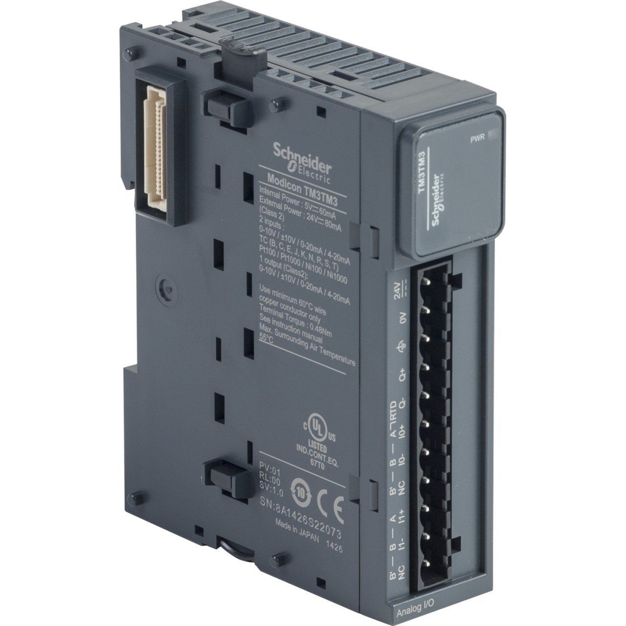 TM3TM3 | Schneider Modicon TM3 3 analog giriş/çıkış Genişleme Modülü - 2 Analog Giriş (Sıcaklık ), 1 Analog Çıkış (4-20 mA, 0-20 mA, 0-10V) - TM3TM3