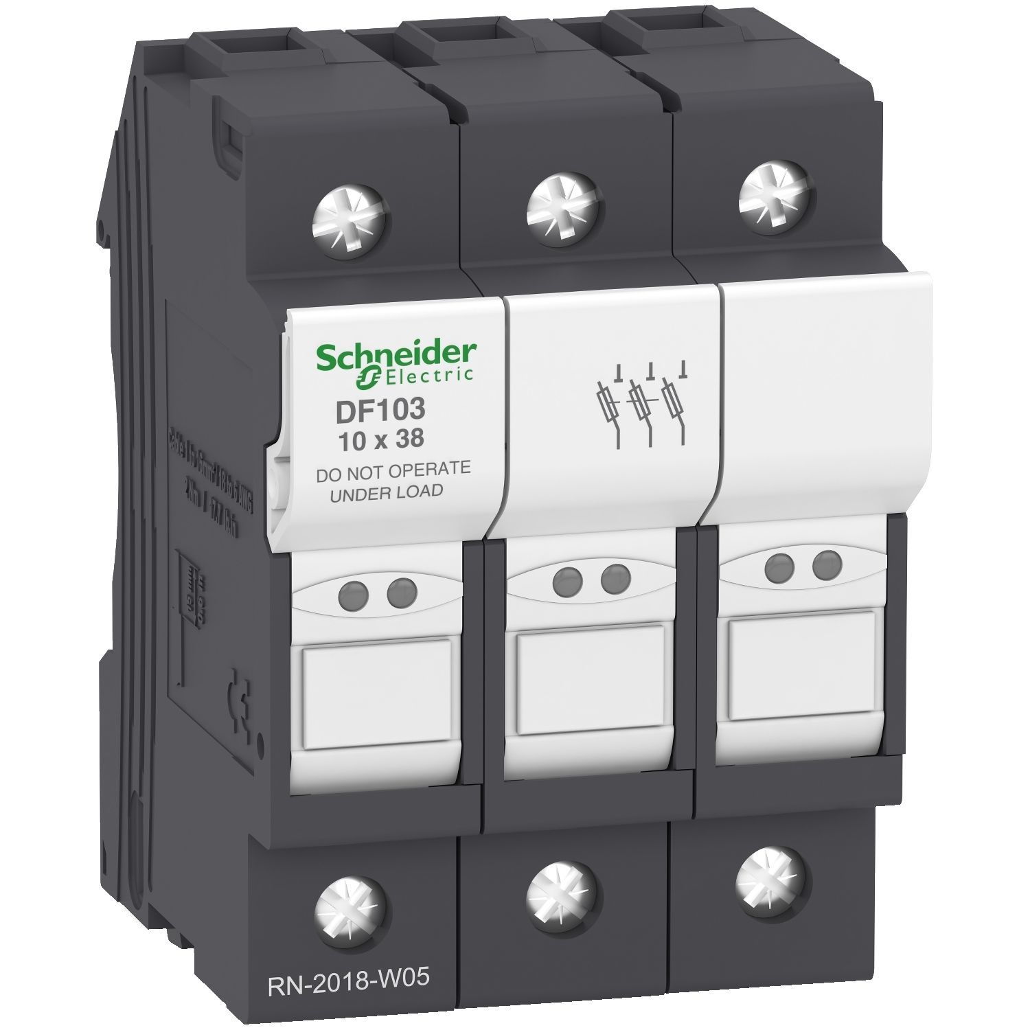 DF103 | Schneider 3P 32A Kartuş Sigorta Yuvası - 10x38 mm Sigorta İçin