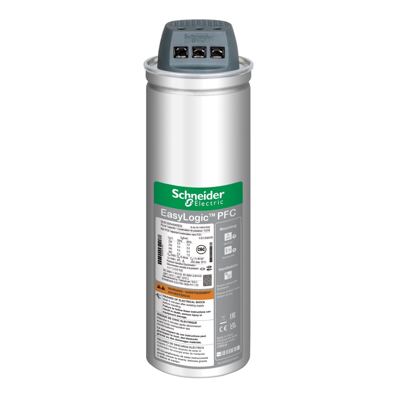 BLRCS125A150B40 | Schneider EasyCan Kapasitör - 12,5/15 kvar - 400 V - 50/60Hz