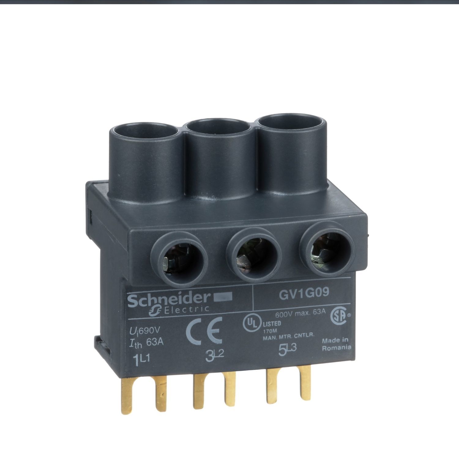 GV1G09 | Schneider Terminal Bloğu - Motor Koruma Şalteri Üzerine Montaj için Besleme Barası Girişi