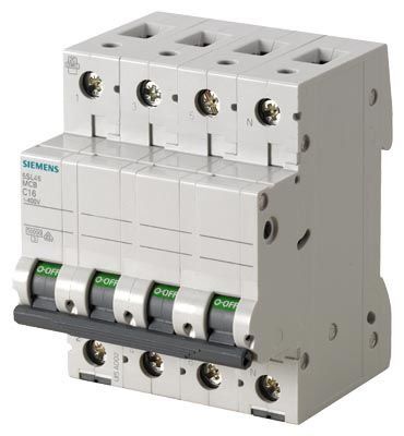 5SL4640-7 | Siemens Otomatik Sigorta - 40 Amper, 3 Kutup+Nötr (3P+N), 6kA, C Eğrisi